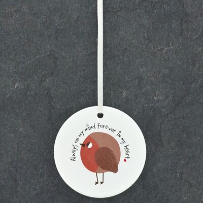 P6934 – Always On My Mind Robin Thema Kreis geformte Sentimental Remembrance Ornament