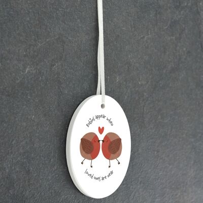 P6946 - Robins Appear Robin Themed Oval Shaped Sentimental Remembrance Ornament