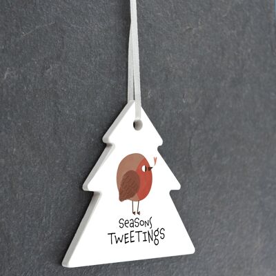 P6950 - Seasons Tweetings Robin Themed Tree Shaped Sentimental Remembrance Ornament
