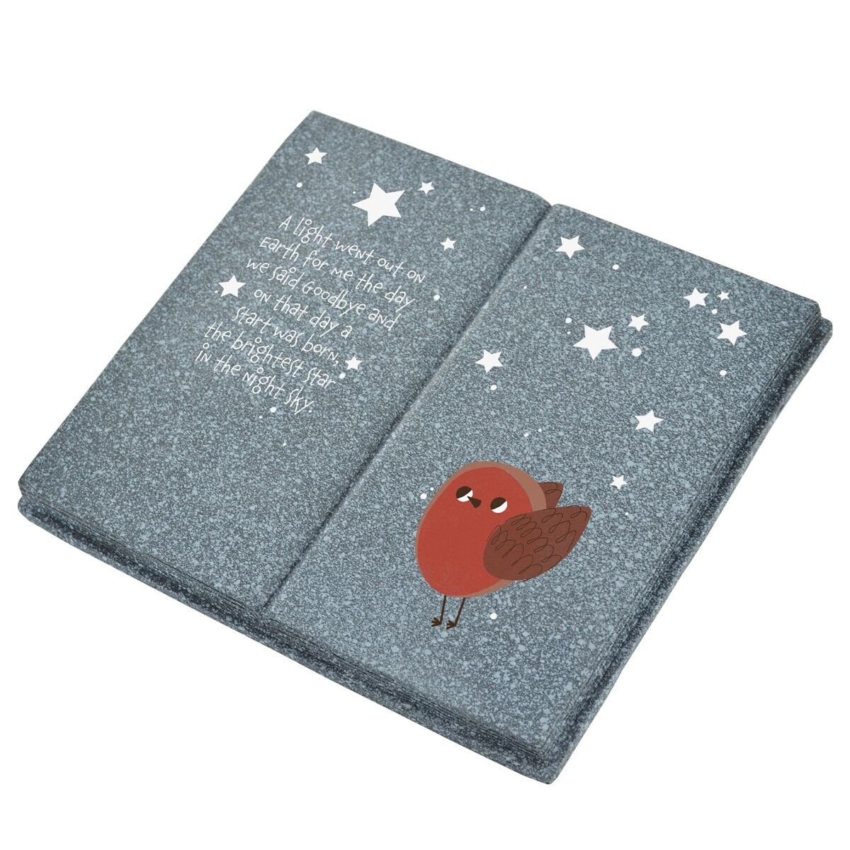 P6953 - Une lumière s'est éteinte en forme de livre sur le thème de Robin Ornement de tombe souvenir sentimental