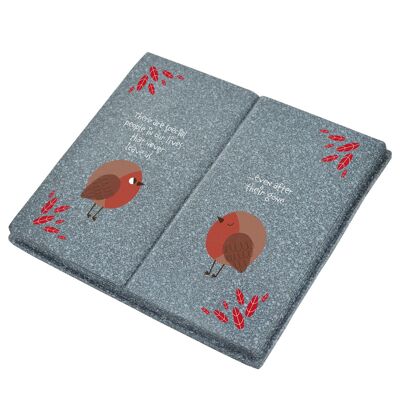 P6960 - Ornement de sépulture de souvenir sentimental en forme de livre sur le thème de Robin