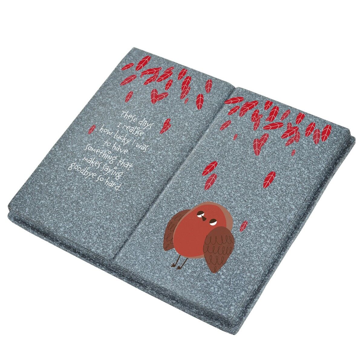 P6961 - Ornamento tomba ricordo sentimentale a forma di libro a tema pettirosso di questi giorni