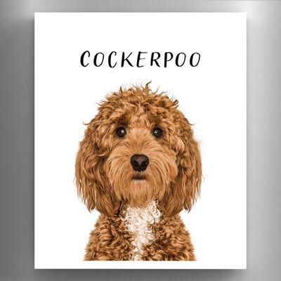 P6971 - Cockerpoo Gruff Pawtraits Fotografía de perro Impreso Imán de madera Decoración para el hogar con temática de perro