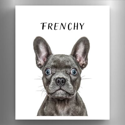 P6974 - Frenchy Gruff Pawtraits Fotografía de perro Impreso Imán de madera Decoración para el hogar con temática de perro