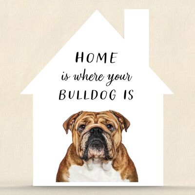 P6989 – Bulldogge Gruff Pawtraits Hundefotografie bedrucktes Holzhaus mit Hundemotiv als Heimdekoration