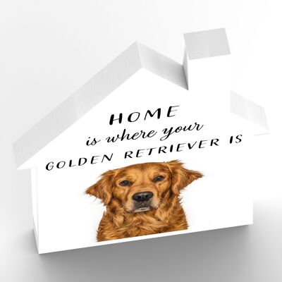 P6996 – Golden Retriever Gruff Pawtraits Hundefotografie bedrucktes Holzhaus mit Hundemotiv als Heimdekoration