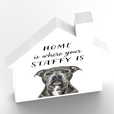 P7002 – Staffy Gruff Pawtraits Hundefotografie bedrucktes Holzhaus mit Hundemotiv als Heimdekoration