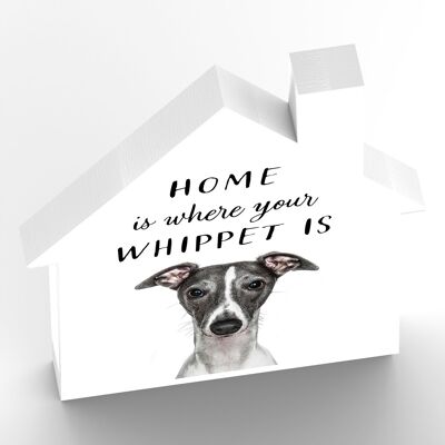 P7004 – Whippet Gruff Pawtraits Hundefotografie bedrucktes Holzhaus mit Hundemotiv als Heimdekoration