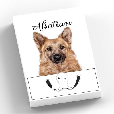 P7006 - Alsatian Gruff Pawtraits Fotografía de perro Impreso Gancho de plomo de madera Decoración para el hogar con temática de perro
