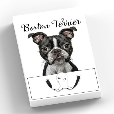 P7008 - Boston Terrier Gruff Pawtraits Fotografía de perro Impreso Gancho de plomo de madera Decoración para el hogar con temática de perro