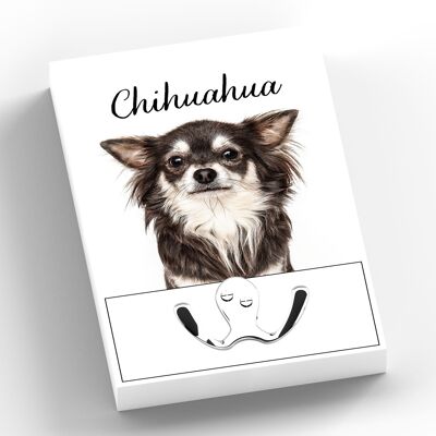 P7011 - Chihuahua Gruff Pawtraits Fotografía de perro Impreso Gancho de plomo de madera Decoración para el hogar con temática de perro