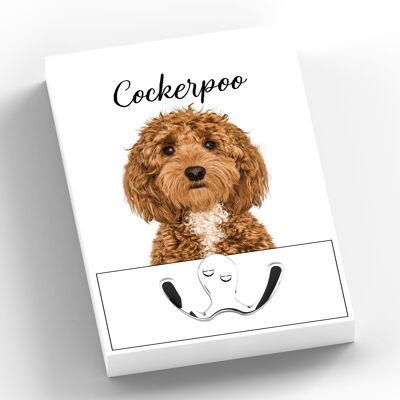 P7013 - Cockerpoo Gruff Pawtraits Fotografía de perro Impreso Gancho de plomo de madera Decoración para el hogar con temática de perro