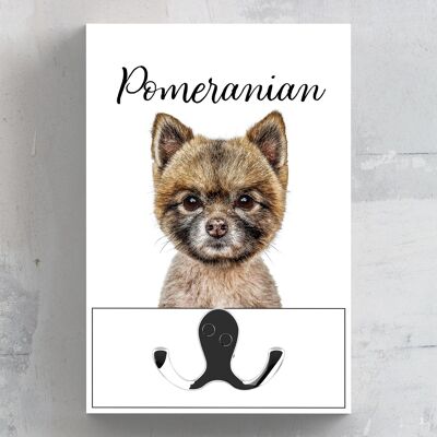 P7021 - Fotografía de perro Pomeranian Gruff Pawtraits Impreso Gancho de plomo de madera Decoración para el hogar con temática de perro