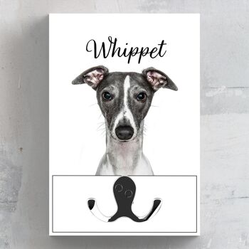 P7025 - Whippet Gruff Pawtraits Dog Photography Imprimé Crochet de plomb en bois Décoration d'intérieur sur le thème du chien 1