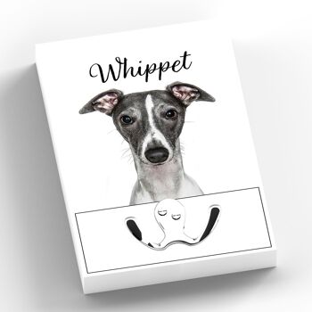 P7025 - Whippet Gruff Pawtraits Dog Photography Imprimé Crochet de plomb en bois Décoration d'intérieur sur le thème du chien 2