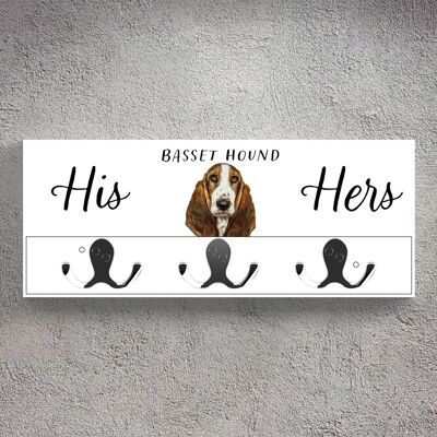 P7028 - Bassett Hound Gruff Pawtraits Fotografía de perro Impreso Gancho de pared de madera Decoración para el hogar con temática de perro