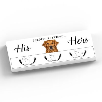 P7038 – Golden Retriever Gruff Pawtraits Hundefotografie Bedruckter Wandhaken aus Holz mit Hundemotiv als Heimdekoration