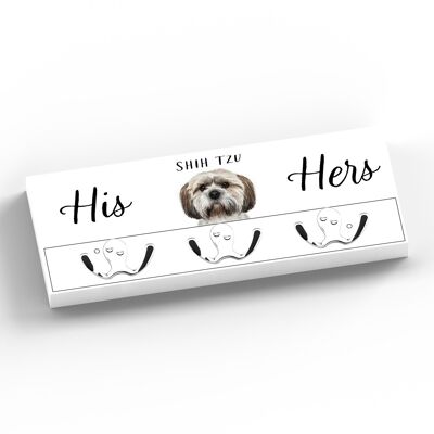 P7043 – Shih Tzu Gruff Pawtraits Hundefotografie Bedruckter Wandhaken aus Holz mit Hundemotiv als Heimdekoration