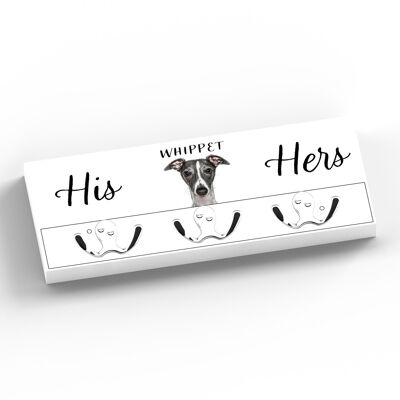 P7046 - Whippet Gruff Pawtraits Dog Photography Printed Wooden Wall Hook Dog Themed Home Decor