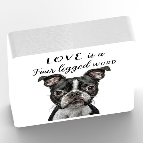 P7050 - Boston Terrier Gruff Pawtraits Dog Photography Printed Wooden Block Dog Themed Home Decor