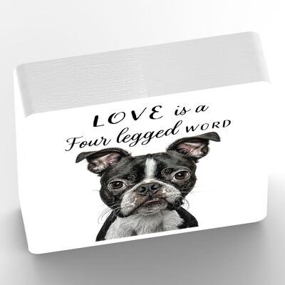 P7050 - Boston Terrier Gruff Pawtraits Cane Fotografia stampata Blocco di legno Decorazioni per la casa a tema cane