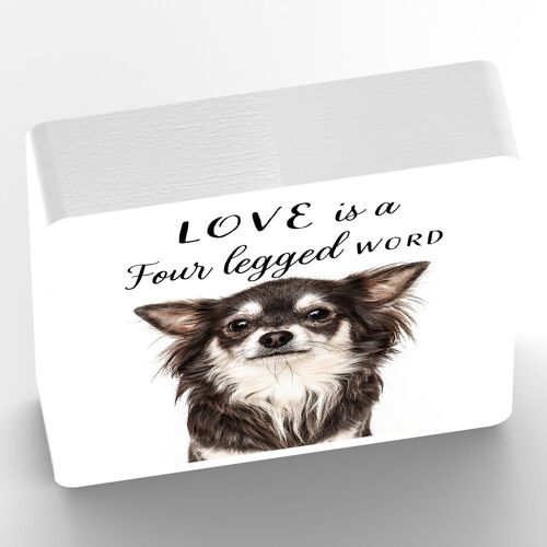 P7053 - Chihuahua Gruff Pawtraits Dog Photography Printed Wooden Block Dog Themed Home Decor