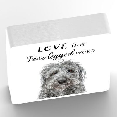 P7062 - Lurcher Gruff Pawtraits Fotografía de perro Bloque de madera impreso Decoración para el hogar con temática de perro