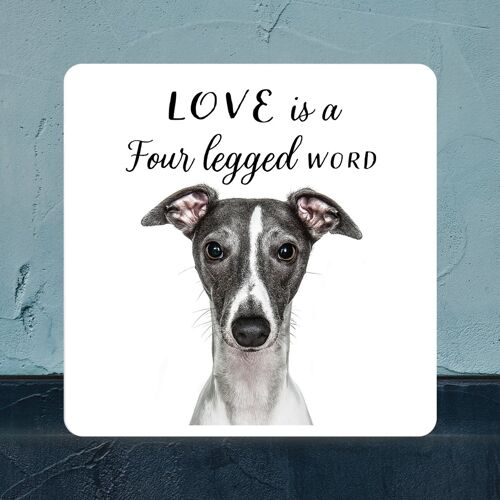 P7067 - Whippet Gruff Pawtraits Dog Photography Printed Wooden Block Dog Themed Home Decor