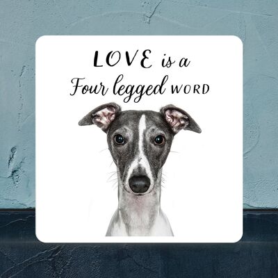P7067 – Whippet Gruff Pawtraits Hundefotografie Bedruckter Holzblock mit Hundemotiv als Heimdekoration