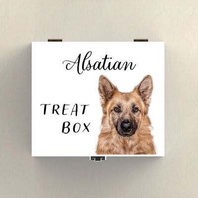 P7069 - Alsatian Gruff Pawtraits Fotografía de perro Caja de regalo de madera impresa Decoración para el hogar con temática de perro