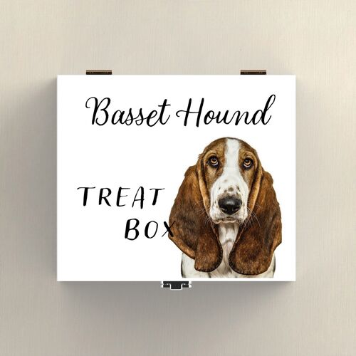 P7070 - Bassett Hound Gruff Pawtraits Dog Photography Printed Wooden Treat Box Dog Themed Home Decor