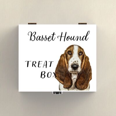 P7070 – Bassett Hound Gruff Pawtraits Hundefotografie, bedruckte Leckerli-Box aus Holz, Hundemotiv, Heimdekoration