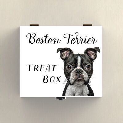 P7071 - Boston Terrier Gruff Pawtraits Dog Photography Imprimé Boîte à friandises en bois Décor à la maison sur le thème du chien