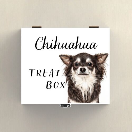 P7074 - Chihuahua Gruff Pawtraits Dog Photography Printed Wooden Treat Box Dog Themed Home Decor