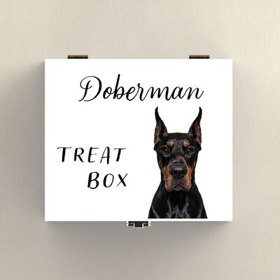 P7078 – Dobermann Gruff Pawtraits Hundefotografie, bedruckte Leckerli-Box aus Holz, Hundemotiv, Heimdekoration