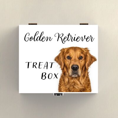 P7080 – Golden Retriever Gruff Pawtraits Hundefotografie, bedruckte Holz-Leckerli-Box, Hundemotiv, Heimdekoration