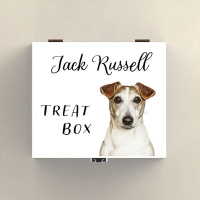 P7081 – Jack Russell Gruff Pawtraits Hundefotografie, bedruckte Leckerli-Box aus Holz, Hundemotiv, Heimdekoration