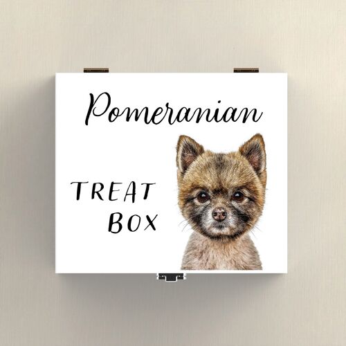 P7084 - Pomeranian Gruff Pawtraits Dog Photography Printed Wooden Treat Box Dog Themed Home Decor