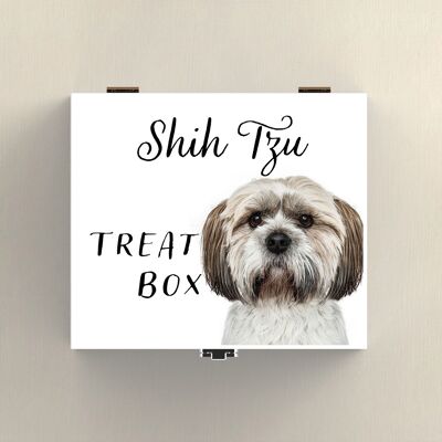 P7085 – Shih Tzu Gruff Pawtraits Hundefotografie, bedruckte Holz-Leckerli-Box, Hundemotiv, Heimdekoration