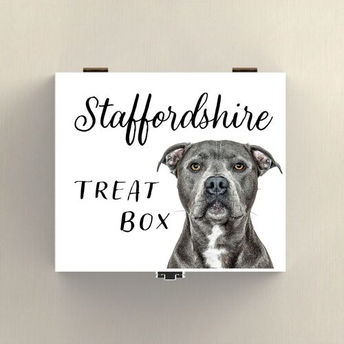 P7086 - Staffy Gruff Pawtraits Dog Photography Printed Wooden Treat Box Dog Themed Home Decor