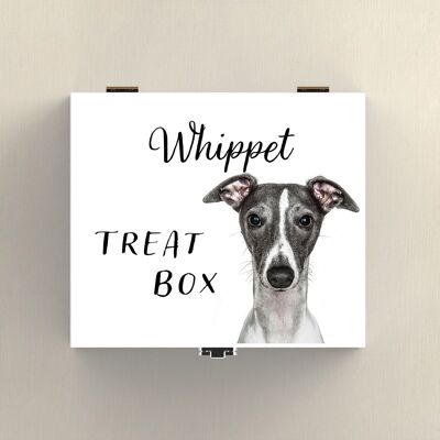 P7088 - Whippet Gruff Pawtraits Fotografía de perro Caja de regalo de madera impresa Decoración para el hogar con temática de perro