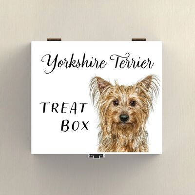 P7089 – Yorkshire Terrier Gruff Pawtraits Hundefotografie Bedruckte Leckerli-Box aus Holz mit Hundemotiv als Heimdekoration