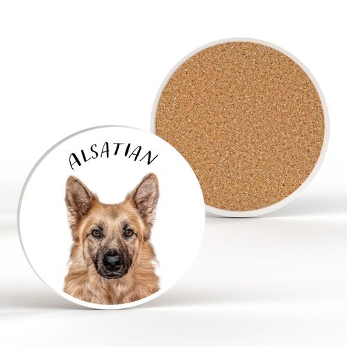 P7090 - Alsatian Gruff Pawtraits Dog Photography Printed Ceramic Coaster Dog Themed Home Decor