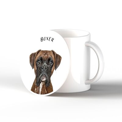 P7093 - Boxer Gruff Pawtraits Dog Photography Stampato sottobicchiere in ceramica Decorazioni per la casa a tema cane