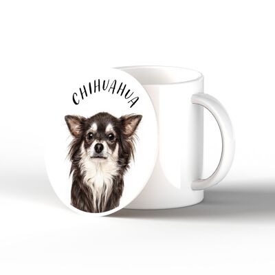 P7095 - Chihuahua Gruff Pawtraits Fotografía de perro Impreso Posavasos de cerámica Decoración para el hogar con temática de perro