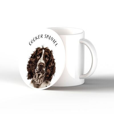 P7096 - Cocker Spaniel Gruff Pawtraits Fotografía de perro Impreso Posavasos de cerámica Decoración para el hogar con temática de perro