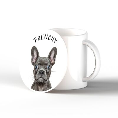 P7100 – Frenchy Gruff Pawtraits Hundefotografie Bedruckter Keramik-Untersetzer mit Hundemotiv