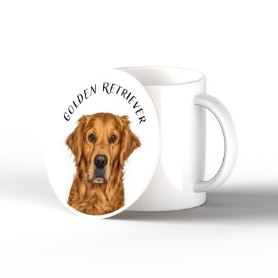 P7101 - Golden Retriever Gruff Pawtraits Cane Fotografia Stampato Ceramica Sottobicchiere Cane Tema Home Decor