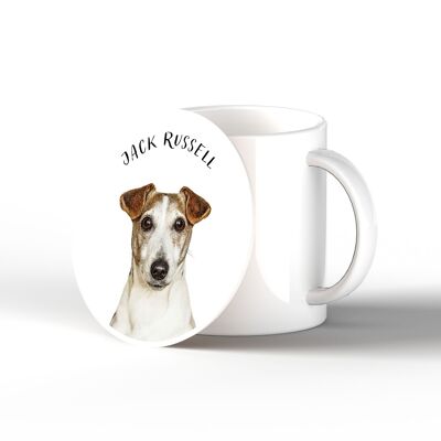 P7102 - Jack Russell Gruff Pawtraits Fotografía de perro Impreso Posavasos de cerámica Decoración para el hogar con temática de perro