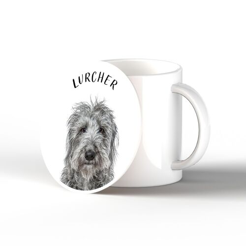 P7104 - Lurcher Gruff Pawtraits Dog Photography Printed Ceramic Coaster Dog Themed Home Decor